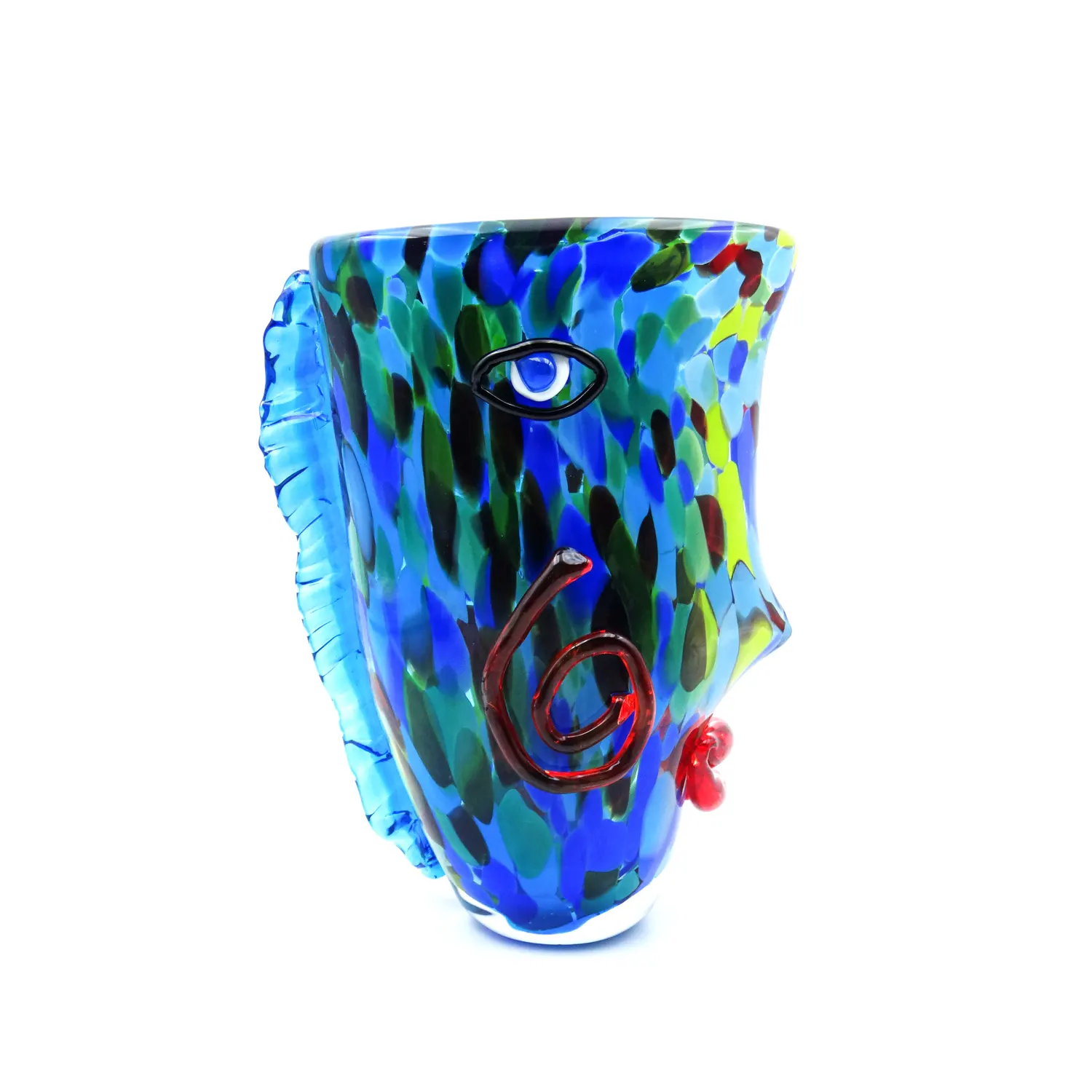 ZowieWare Handmade Liuli Blue & Green Painted Fisherman Vase-1