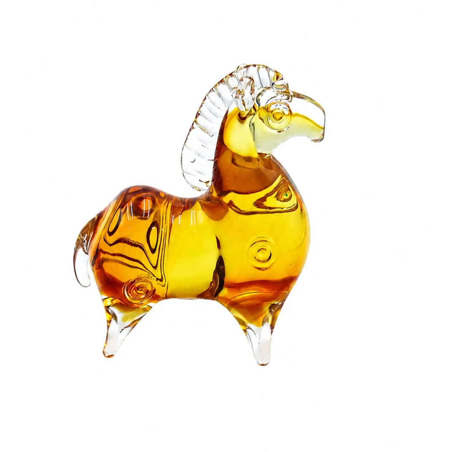 ZowieWare Handmade Liuli Horse Stepping on Auspicious Clouds (Yellow)-1